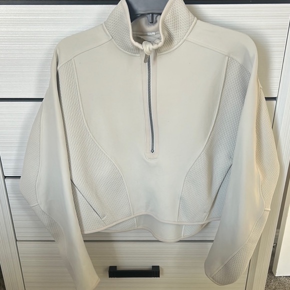 Lululemon Mixed Fabric Half Zip Softstreme Pullover in Bone color - Picture 5 of 8